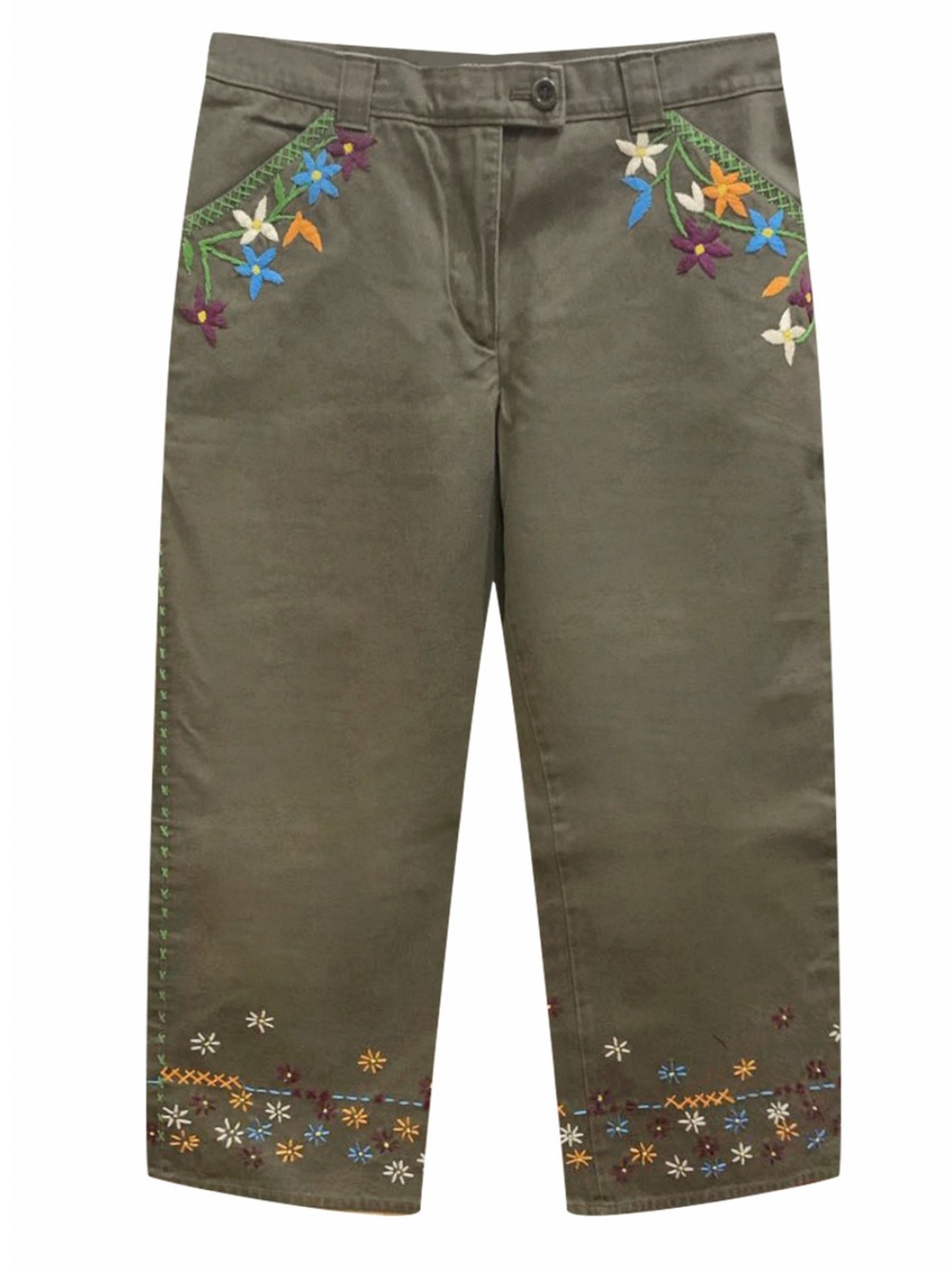 Moschino vintage Y2K floral embroidered bohemian cropped wide leg pants